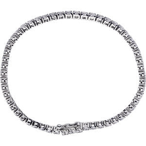 Sterling Silver 3mm Round Cubic Zirconia Bracelet