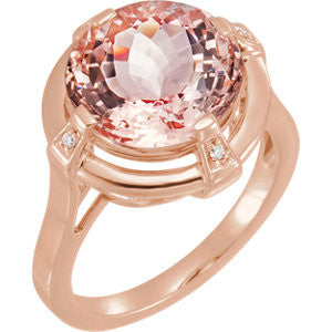 14K Rose Morganite & .025 CTW Diamond Ring