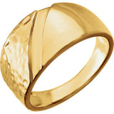 14K Yellow 11.5mm Hammered Ring Size 10