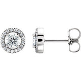 14K White 1/2 CTW Diamond Halo-Style Earrings