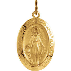 14K Yellow 19x13.75mm Oval Miraculous Medal