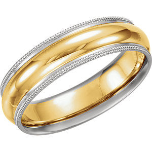 14K Yellow & White 6mm Milgrain Band Size 12