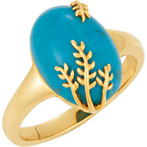 Chinese Turquoise Leaf Design Ring