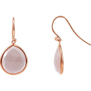 14K Rose Gold-Plated Sterling Silver Genuine Rose Quartz Earrings