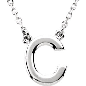 Sterling Silver Letter "C" Block Initial 16" Necklace