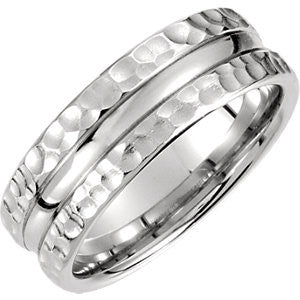 Platinum 7.5mm Fancy Carved Band Size 8