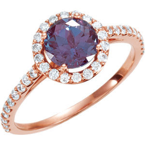 14K Rose Chatham® Created Alexandrite & 3-8 CTW Diamond Ring