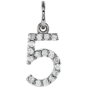 14K White .08 CTW Diamond Numeric Charm or Pendant