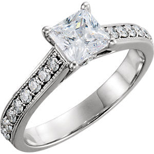 14K White 3-4 CTW Diamond Engagement Ring