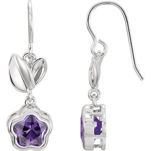 Sterling Silver Rose Cubic Zirconia BFlower&trade; Earrings with Box