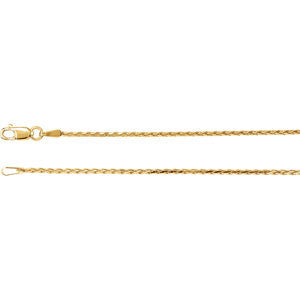 14K Yellow 1.5mm Diamond Cut Wheat 16" Chain