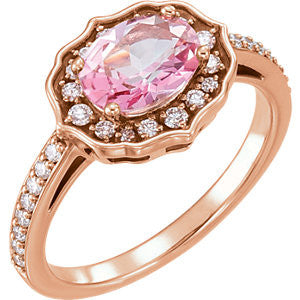 14K Rose Baby Pink Topaz & 1/3 CTW Diamond Ring