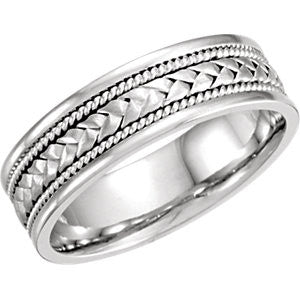 14K White 6.75mm Handwoven Band Size 11.5