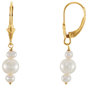 Freshwater Cultured Pearl Lever Back Earrings