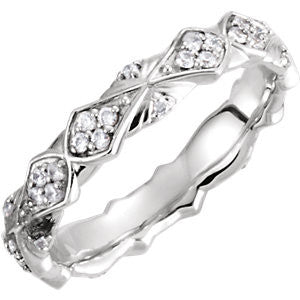 14K White 1-3 CTW Diamond Sculptural-Inspired Eternity Band Size 6