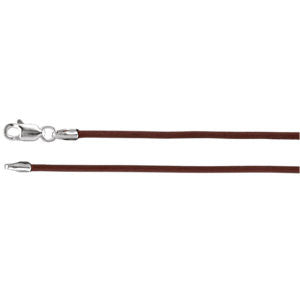 Sterling Silver 1.5mm Brown Leather 7" Cord