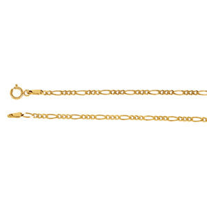 14K Yellow 2mm Solid Figaro 24" Chain