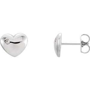 Platinum .02 CTW Diamond Heart Earrings