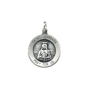 Sterling Silver 14.75mm St. Barbara Medal