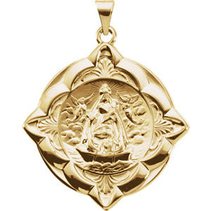 14K Yellow 31x31mm Caridad del Cobre Medal