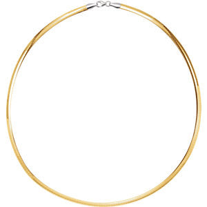 Sterling Silver & 14K Yellow 4mm Reversible Omega 18" Chain