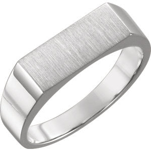 14K White 15x6mm Men's Signet Ring