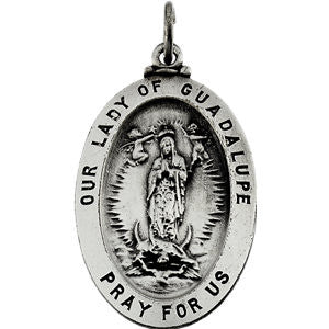 Sterling Silver 18.5x13.5mm Oval Our Lady of Guadalupe Medal