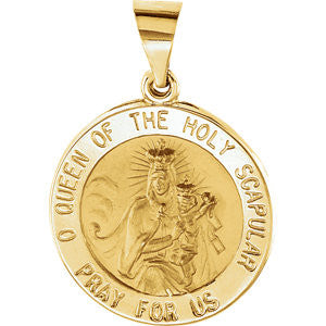 14K Yellow 18.5mm Round Hollow Scapular Medal