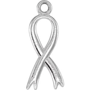 14K White Breast Cancer Awareness Ribbon Charm