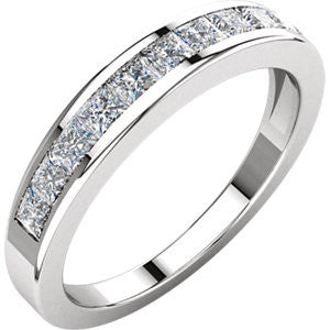 14K White 3-4 CTW Diamond Anniversary Band Size 5