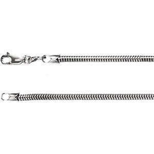 Sterling Silver 2.5mm Round Snake 7" Chain