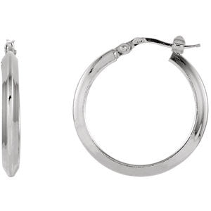 Sterling Silver 24mm Round Knife Edge Tube Style Hoop Earrings