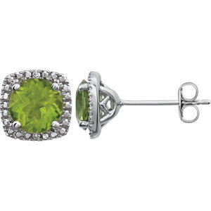 Sterling Silver Peridot & .015 CTW Diamond Earrings