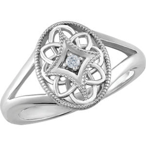 Sterling Silver .025 CTW Diamond Ring Size 7