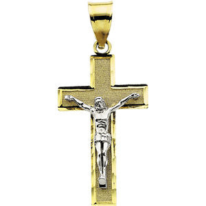 14K Yellow & White 26.5x15.25mm Crucifix Pendant