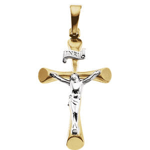 14K Yellow & White 24x16mm Crucifix Pendant