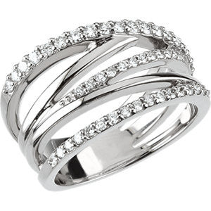 14K White 1-2 CTW Diamond Criss Cross Ring