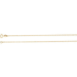 14K Yellow 1mm Solid Rope 18" Chain