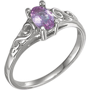 Sterling Silver October Imitation Birthstone Ring