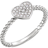 14K Rose 1/8 CTW Diamond Heart Bead Ring