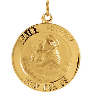 14K Yellow 22mm St. Anthony Medal