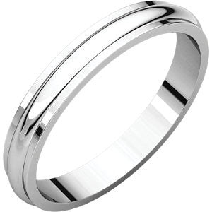 14K White 3mm Half Round Edge Band