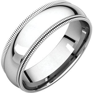 Platinum 6mm Double Milgrain Comfort Fit Band