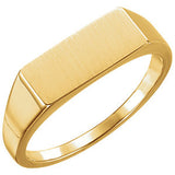 14K White Men's Rectangle Signet Ring