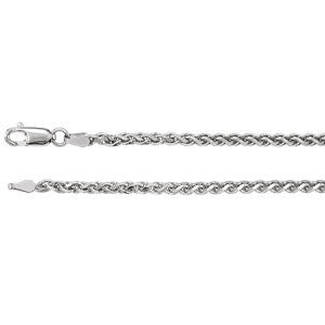 14K White 2.75mm Diamond Cut Wheat 20" Chain