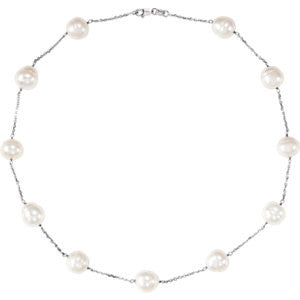 14K White Freshwater Cultured Pearl 16" Necklace