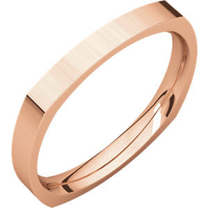 14K Rose 2.5mm Square Comfort Fit Band