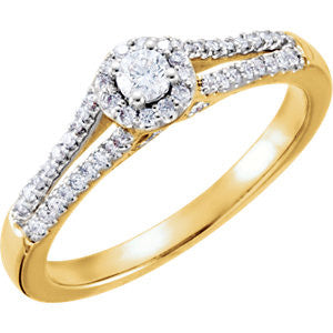 14K Yellow 1-3 CTW Diamond Engagement Ring Size 7