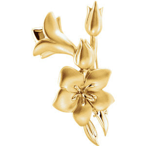 14K Yellow Flower Design Brooch