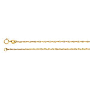 14K Yellow 1.75mm Solid Rope 24" Chain